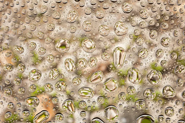 Close up of a water drops on the gray stone floorbackground, covered with drops of water -condensation.