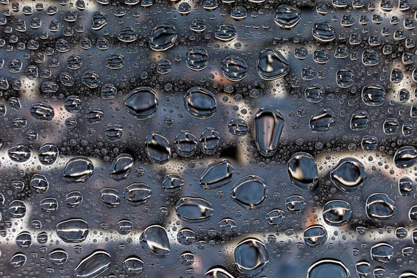 Primer Plano Las Gotas Agua Fondo Piedra Gris Cubierto Con — Foto de Stock