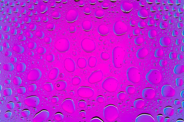 Yakın up bir su damlaları bir mor ve mavi degrade arka plan ile kaplı, damla su - yoğunlaşma