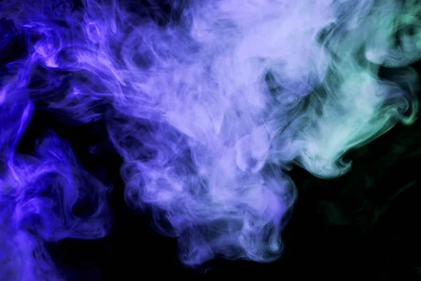 Fumo Colorido Azul Espesso Fundo Isolado Preto Antecedentes Fumaça Cuba — Fotografia de Stock