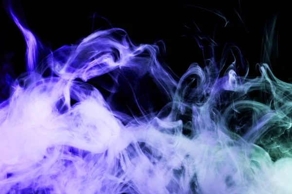 Fumo Blu Colorato Uno Sfondo Nero Isolato Sfondo Dal Fumo — Foto Stock
