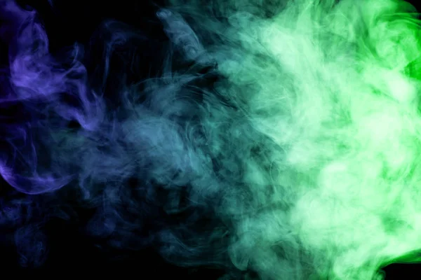 Blue Green Smoke Black Isolated Background Background Smoke Vap — Stock Photo, Image