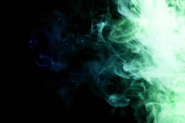 Zelené Modré Kouř Černém Pozadí — Stock fotografie