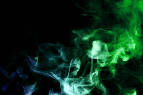 Zelená Kouře Černém Pozadí Izolované Pozadí Kouře Vape — Stock fotografie