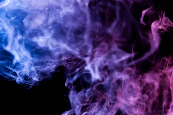 Синій Фіолетовий Дим Чорному Ізольованому Фоні Тло Диму Вейпу — стокове фото