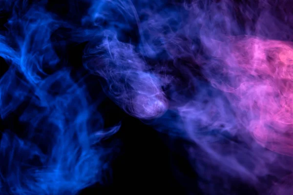 Felhő Kék Lila Füst Elszigetelt Fekete Háttéren Háttérben Füst Vap — Stock Fotó
