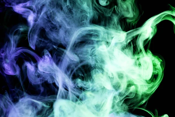 Niebieski Zielony Chmura Dymu Czarno Białym Tle — Zdjęcie stockowe