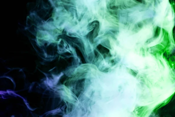 Blue Green Cloud Smoke Black Isolated Background — Stock Photo, Image