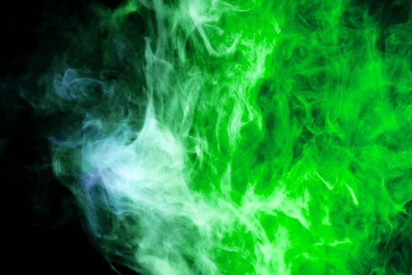 Colorful Green Smoke Black Isolated Background Background Smoke Vap — Stock Photo, Image