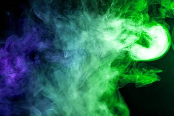 Fumo Verde Azul Fundo Preto — Fotografia de Stock