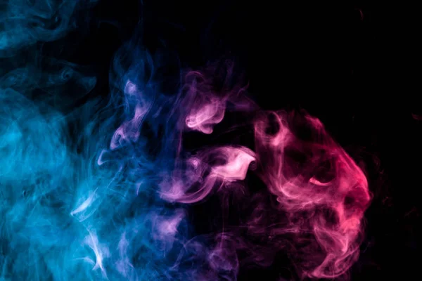 Espessa Fumaça Azul Rosa Roxa Colorida Fundo Isolado Preto Antecedentes — Fotografia de Stock