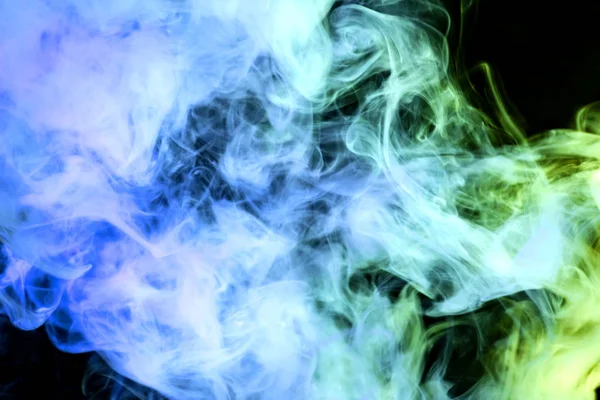 Cloud Modré Izolované Zelený Kouř Černém Pozadí Pozadí Kouře Vap — Stock fotografie