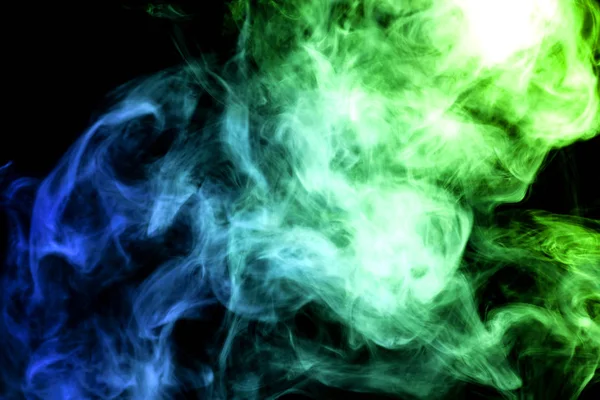 Dense Green Blue Smoke Black Isolated Background Background Smoke Vap — Stock Photo, Image