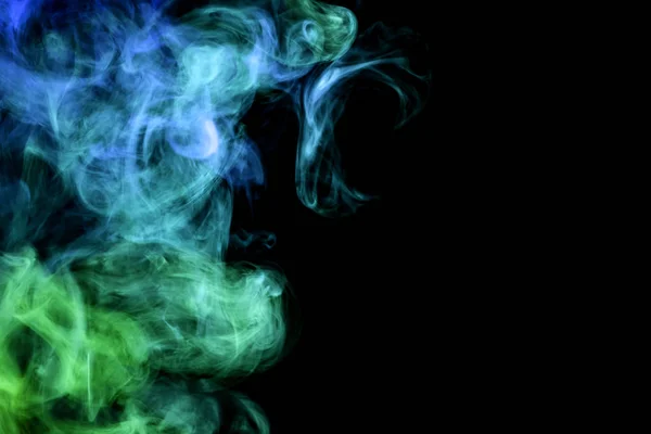 Fumo Verde Blu Backgroun Nero — Foto Stock
