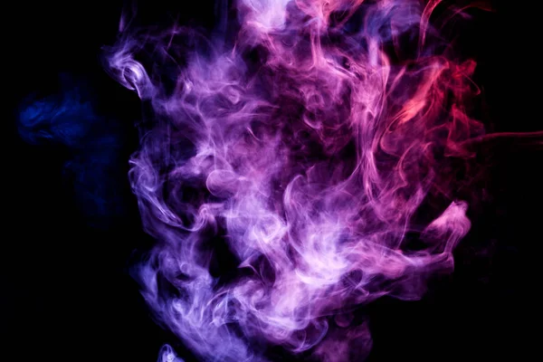 Barevné Modrá Růžová Fialová Kouře Černém Pozadí Izolované Pozadí Kouře — Stock fotografie