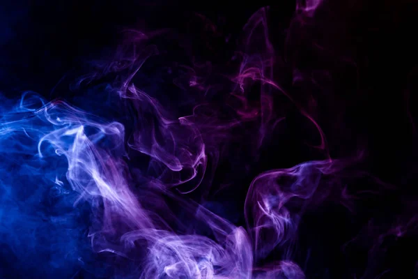 Rózsaszín Kék Felhő Füst Fekete Háttér Elszigetelt Háttérben Füst Vap — Stock Fotó