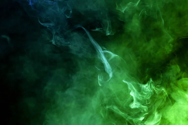 Nuvola Fumo Blu Verde Uno Sfondo Nero Isolato Sfondo Dal — Foto Stock