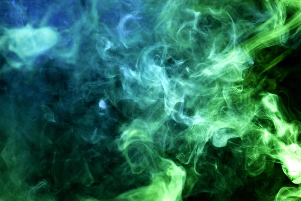Barevné Modré Zelené Kouře Černém Pozadí Izolované Pozadí Kouře Vap — Stock fotografie