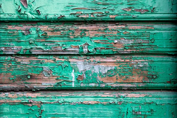 Yeşil Boya Peeling Ile Ahşap Duvar Eski Bir Close Yakın — Stok fotoğraf