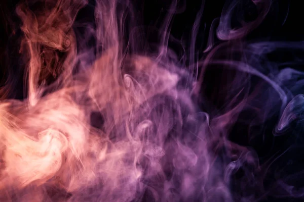 黑色背景下的粉红色 蓝色和紫色烟雾云 Vap 的烟雾背景 — 图库照片
