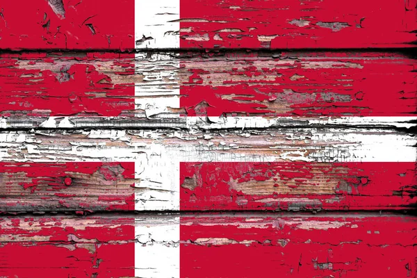 Nationalflagge Von Dänemark Auf Mattem Holzgrund — Stockfoto