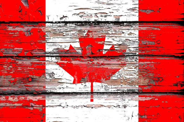 Nationale Vlag Van Canada Een Saaie Houten Achtergrond — Stockfoto