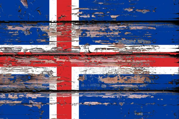 National Flag Iceland Dull Wooden Background — Stock Photo, Image