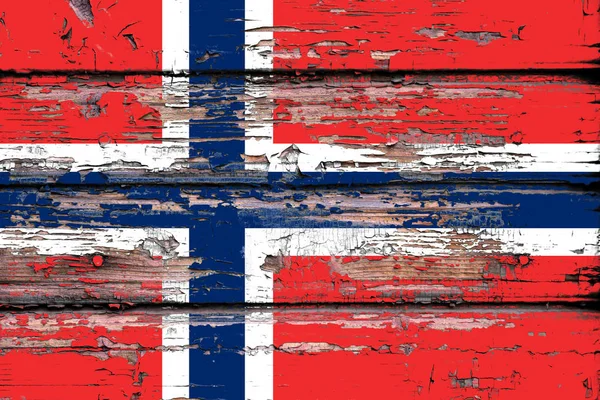 退屈な木製の背景にノルウェーの国旗 — ストック写真