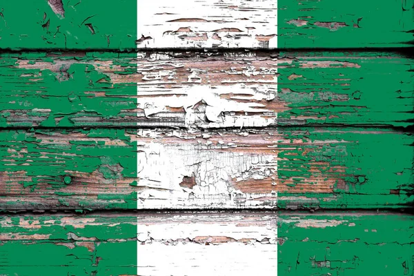 Bandera Nacional Nigeria Sobre Fondo Madera Opaco — Foto de Stock
