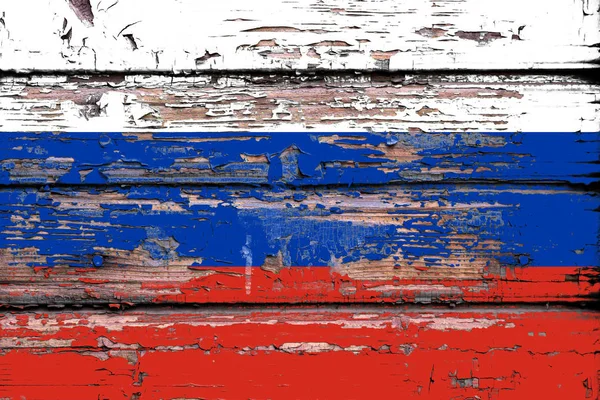 Flagga Ryssland Tråkig Trä Bakgrund — Stockfoto
