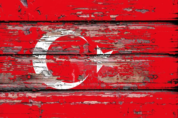 Nationale Vlag Van Turkije Een Saaie Houten Achtergrond — Stockfoto