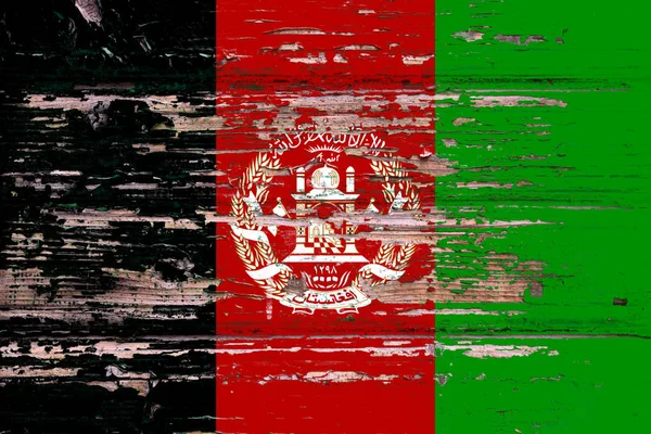 Sıkıcı Bir Ahşap Zemin Üzerine Afganistan Ulusal Bayrak — Stok fotoğraf