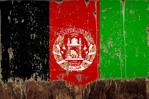 Drapeau National Afghanistan Sur Texture Métallique Rouillée — Photo