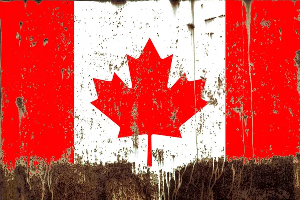 Bandera Nacional Canada Sobre Textura Metálica Oxidada —  Fotos de Stock