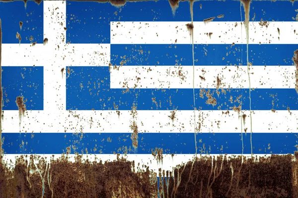 希腊国旗上生锈的金属质地 — 图库照片