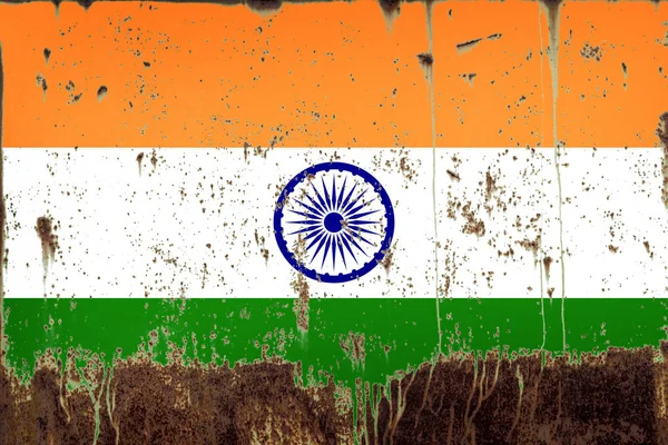 Nationale Vlag Van India Rusty Metalen Textuur — Stockfoto