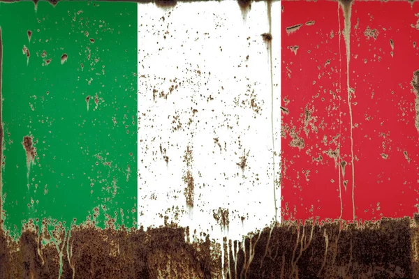 Государственный Флаг Италии Ржавой Металлической Текстуре — стоковое фото