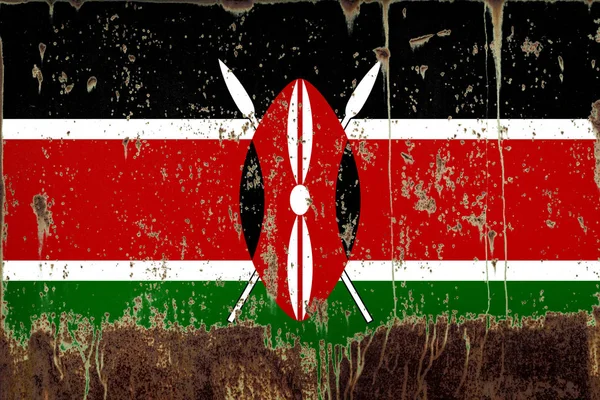 Bandiera Nazionale Del Kenya Con Texture Metallo Arrugginito — Foto Stock