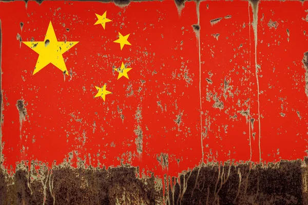 National Flag China Rusty Metal Texture — Stock Photo, Image