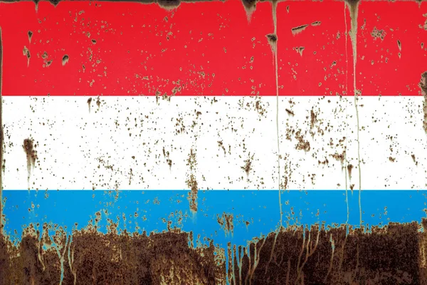 Εθνική Σημαία Του Λουξεμβούργου Στο Σκουριασμένο Μέταλλο Υφή — Φωτογραφία Αρχείου