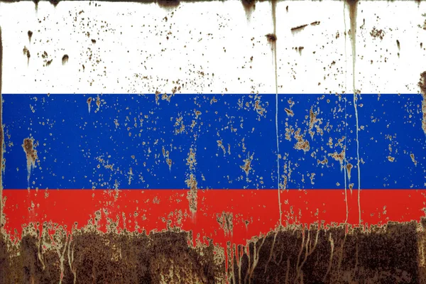 Flagga Ryssland Rostig Metall Konsistens — Stockfoto
