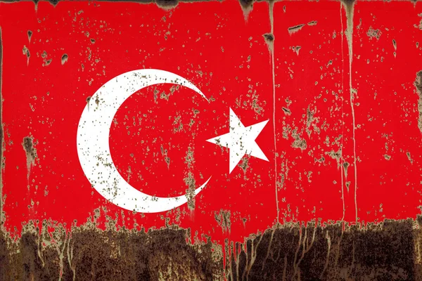 Paslı Metal Doku Türkiye Nin Ulusal Bayrağını — Stok fotoğraf