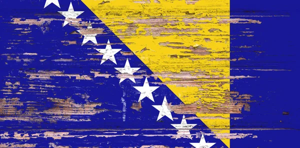 Bosna Hersek Ulusal Bayrak Mat Ahşap Arka Plan Üzerinde — Stok fotoğraf