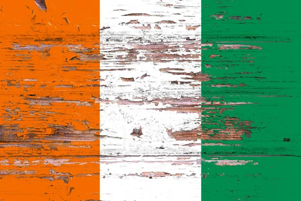 National Flag Cote Ivoire Dull Wooden Background — Stock Photo, Image