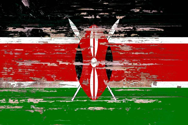 Bandiera Nazionale Del Kenya Uno Sfondo Legno Opaco — Foto Stock