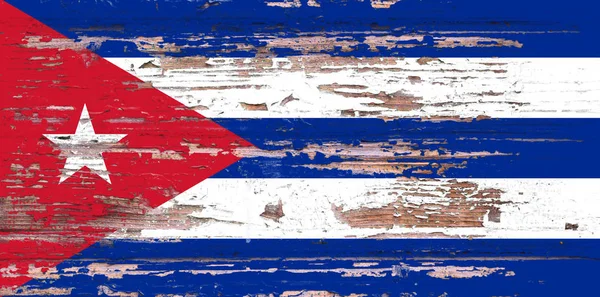 Bandera Nacional de Cuba sobre un fondo de madera opaco — Foto de Stock