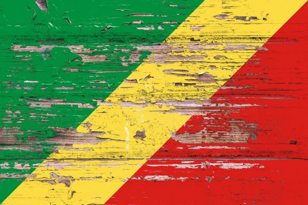 Nationalflagge Der Republik Kongo Auf Mattem Holzgrund — Stockfoto