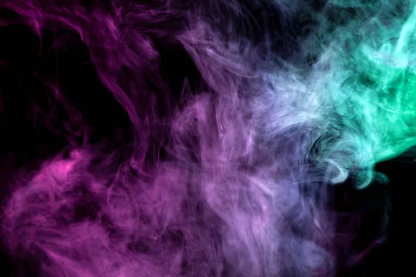 Dense Pink Green White Smoke Black Isolated Background Background Smoke — Stock Photo, Image