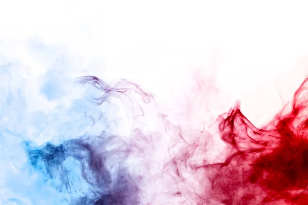 Cloud of red and blue smoke on a black isolated background. Background from the smoke of vap