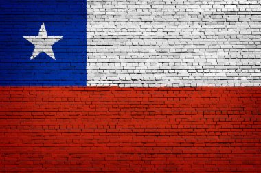 Şili Ulusal bayrak bir tuğla zemin üzerine